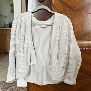 Wrap London sweater cardigan 100% cotton cream oatmeal knit neutral